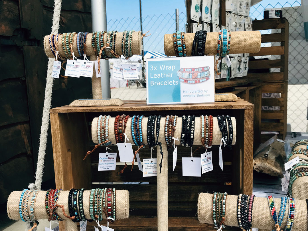 Wrap bracelets on a table at 2019 SandFest